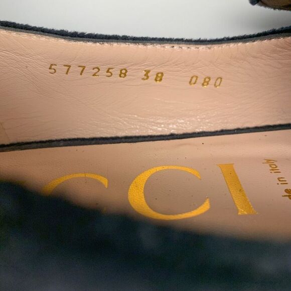 Gucci Softy Velvet Crystal G Flats EU 38 US 8 Black Moccasin GG Embellished - Picture 10 of 10